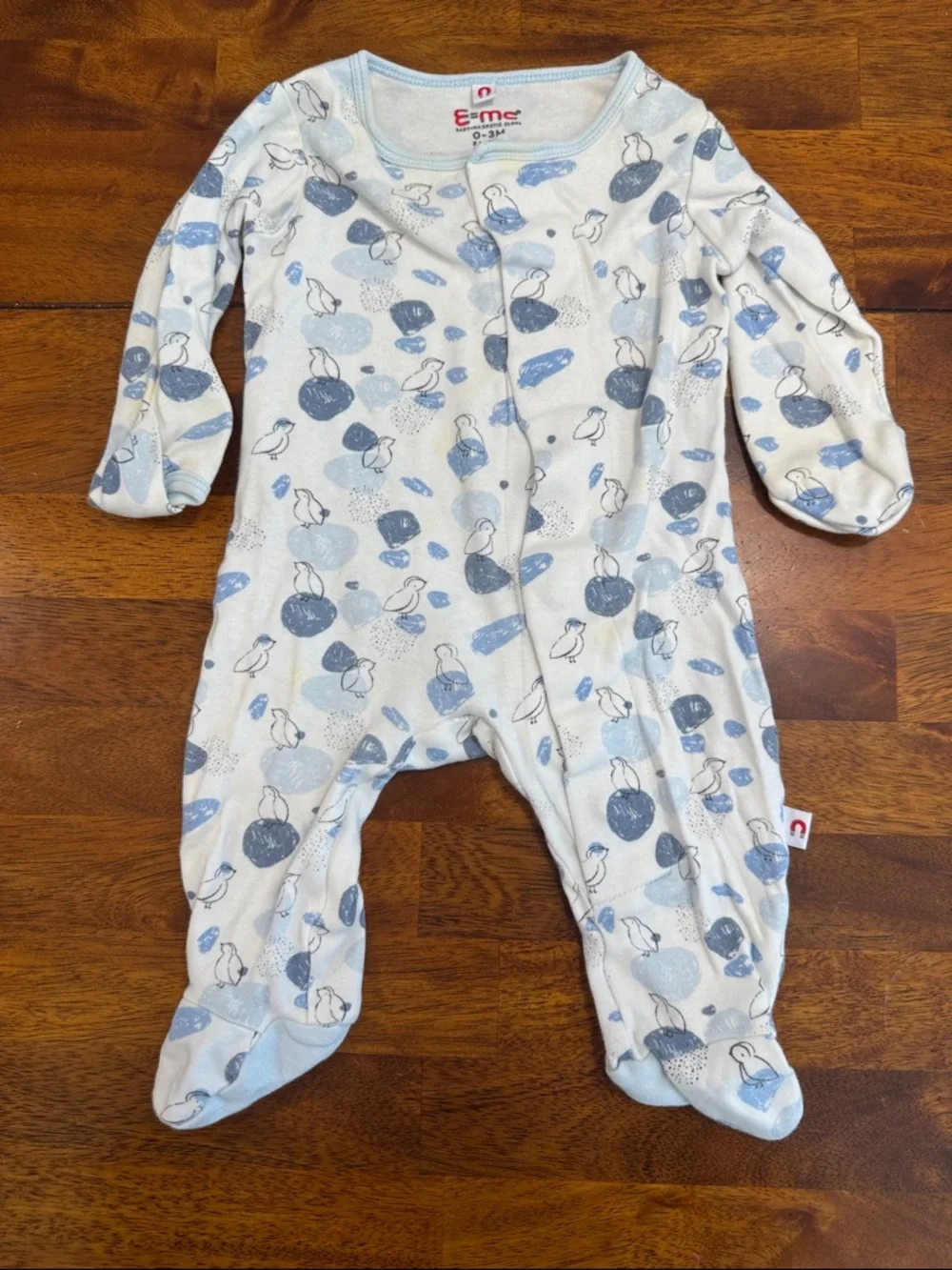 E=MC Easy Magnetic Close Blue & White Footed One-Piece – Cozy Printed Sleeper